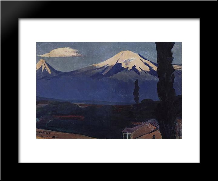 Sunrise Over Ararat 20x24 Black Modern Wood Framed Art Print Poster by Saryan, Martiros