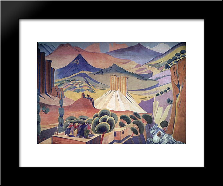 The Curtain Of The State Drama Theater Of Armenia 20x24 Black Modern Wood Framed Art Print Poster by Saryan, Martiros