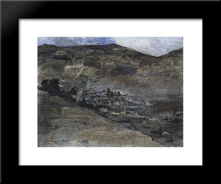 Village Makravank 20x24 Black Modern Wood Framed Art Print Poster by Saryan, Martiros