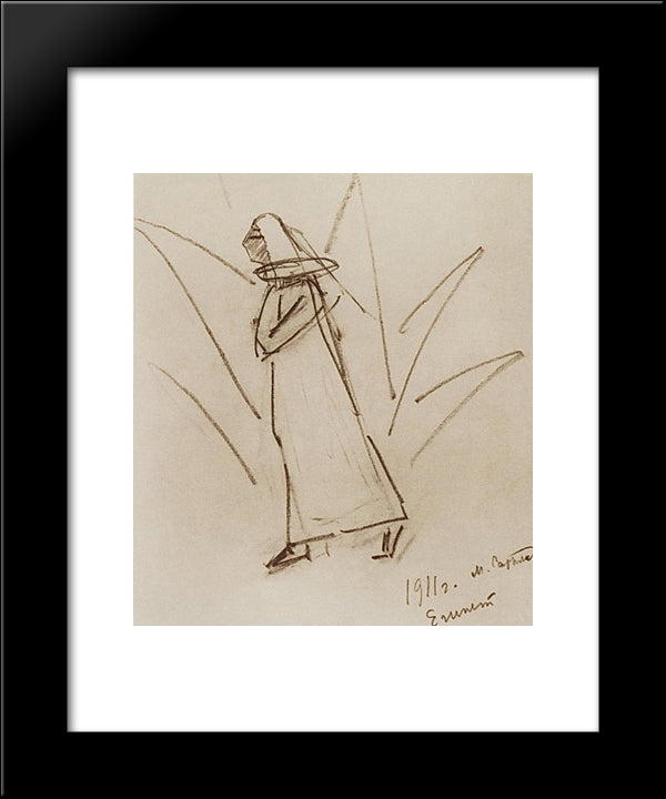 Walking Woman 20x24 Black Modern Wood Framed Art Print Poster by Saryan, Martiros