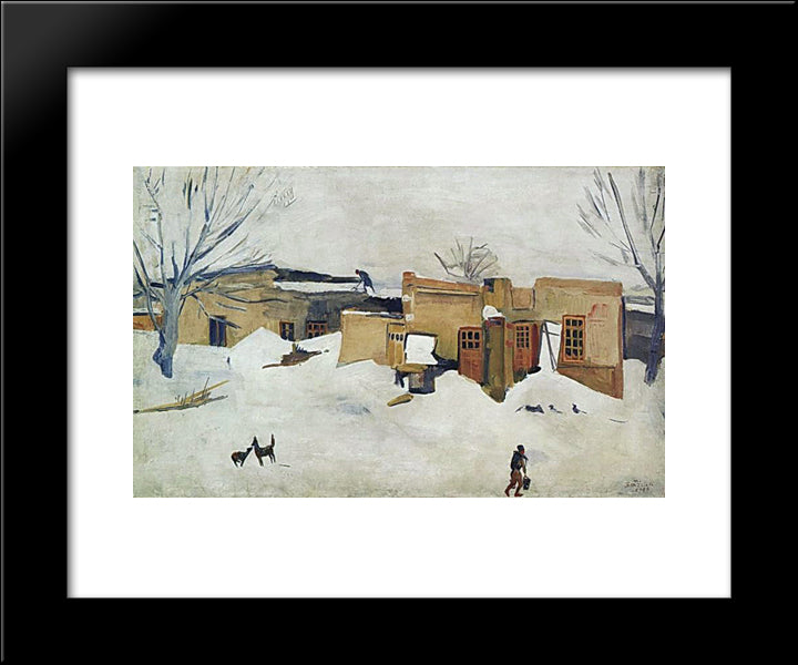 Winter In Yerevan 20x24 Black Modern Wood Framed Art Print Poster by Saryan, Martiros