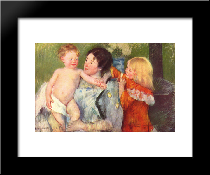 After The Bath 20x24 Black Modern Wood Framed Art Print Poster by Cassatt, Mary