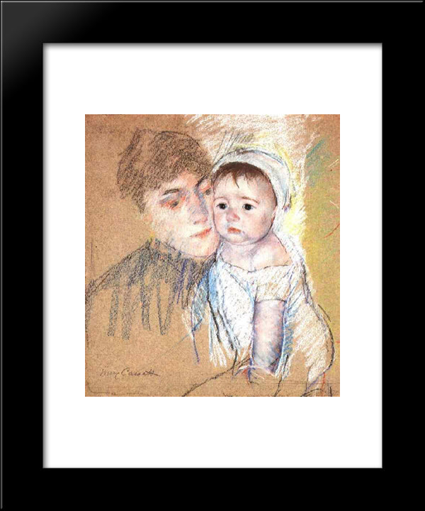 Baby Bill In Cap And Shift 20x24 Black Modern Wood Framed Art Print Poster by Cassatt, Mary