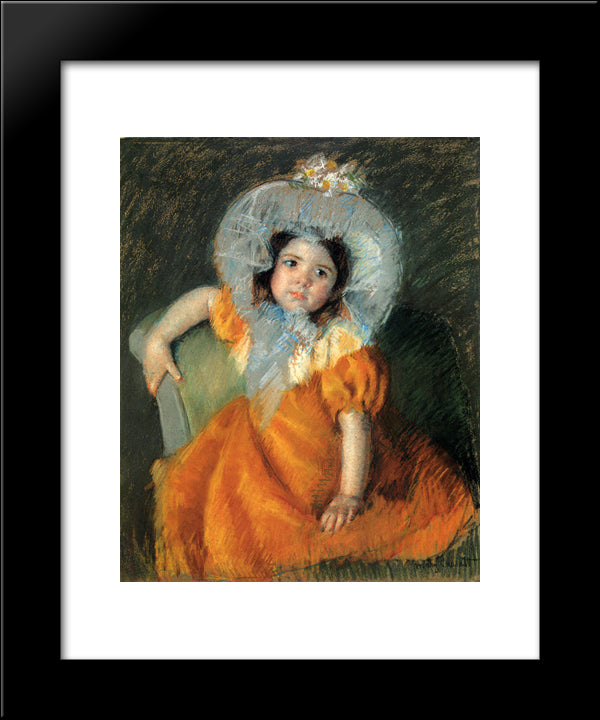 Child In Orange Dress 20x24 Black Modern Wood Framed Art Print Poster by Cassatt, Mary