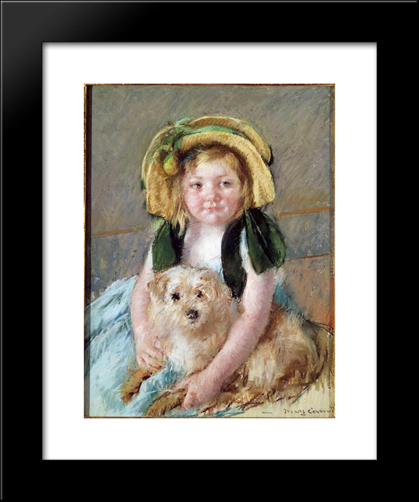 Sara With Her Dog 20x24 Black Modern Wood Framed Art Print Poster by Cassatt, Mary