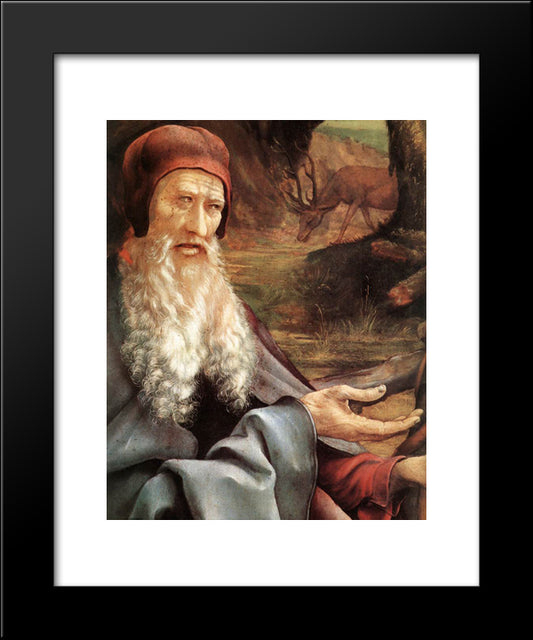 St. Anthony Visiting St .Paul The Hermit In The Desert (Detail) 20x24 Black Modern Wood Framed Art Print Poster by Grunewald, Matthias