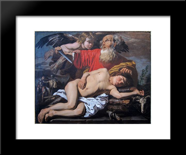 Sacrifice Of Isaac 20x24 Black Modern Wood Framed Art Print Poster by Stom, Matthias