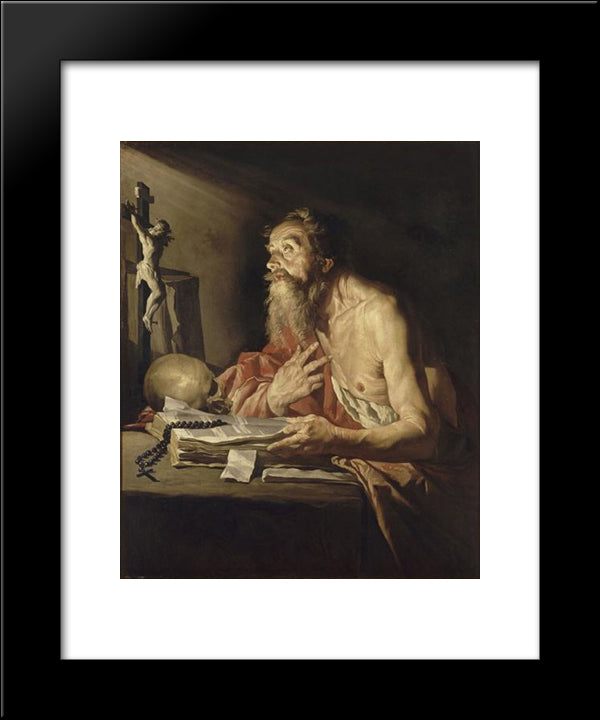 St. Jerome 20x24 Black Modern Wood Framed Art Print Poster by Stom, Matthias