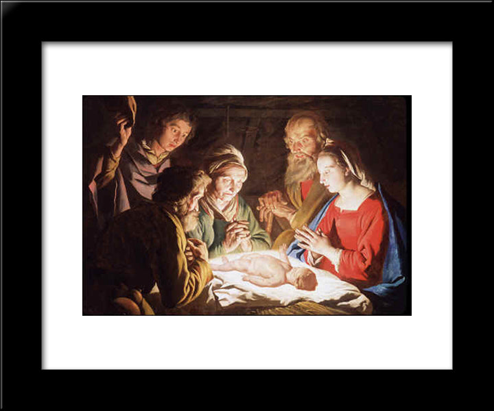 The Adoration Of The Shepherds 20x24 Black Modern Wood Framed Art Print Poster by Stom, Matthias