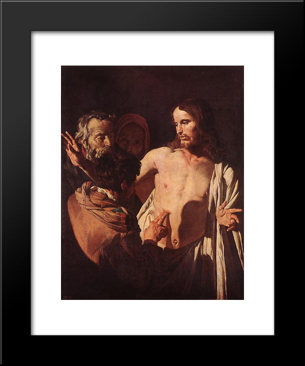 The Incredulity Of St. Thomas 20x24 Black Modern Wood Framed Art Print Poster by Stom, Matthias