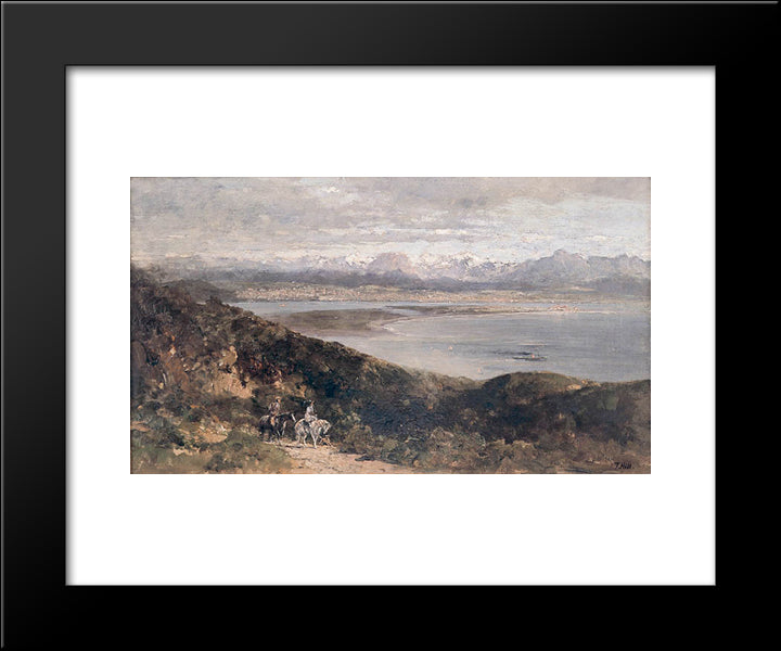 Lilacs And Mountains 20x24 Black Modern Wood Framed Art Print Poster by Braun, Maurice