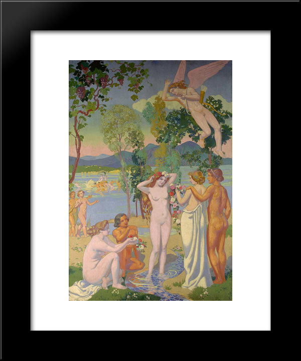 Panel 1. Eros Is Struck By Psyche'S Beauty 20x24 Black Modern Wood Framed Art Print Poster by Denis, Maurice