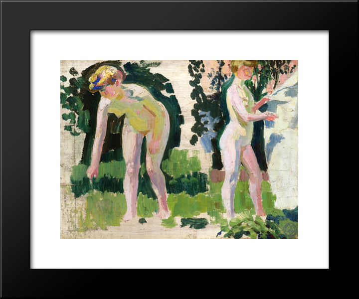 Two Studies Of A Nude Outdoors 20x24 Black Modern Wood Framed Art Print Poster by Denis, Maurice