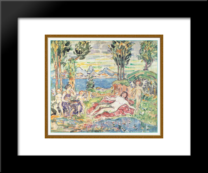 Cherubs 20x24 Black Modern Wood Framed Art Print Poster by Prendergast, Maurice