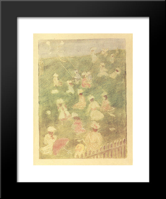 Children At Play 20x24 Black Modern Wood Framed Art Print Poster by Prendergast, Maurice