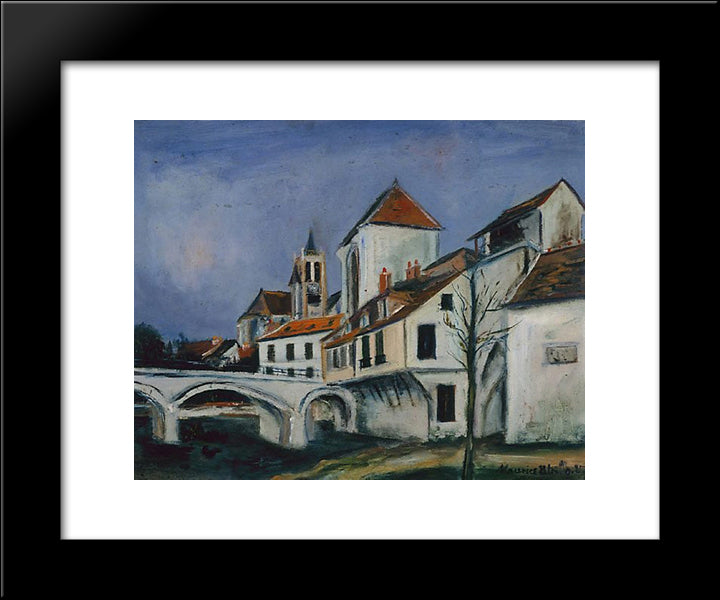 Bridge And Church 20x24 Black Modern Wood Framed Art Print Poster by Utrillo, Maurice