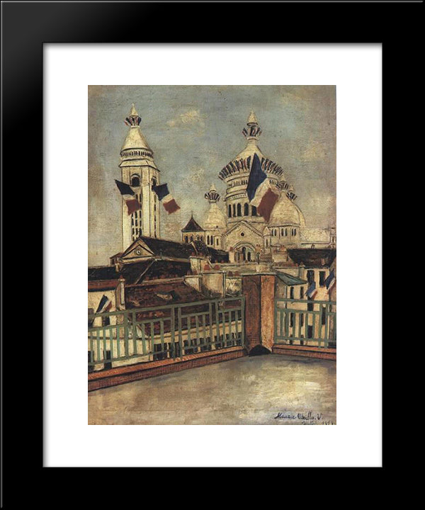 Church Sacre - Couer 20x24 Black Modern Wood Framed Art Print Poster by Utrillo, Maurice