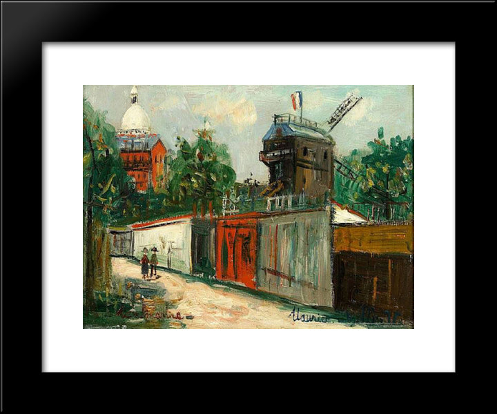 Moulin De La Galette And Sacre - Coeur 20x24 Black Modern Wood Framed Art Print Poster by Utrillo, Maurice