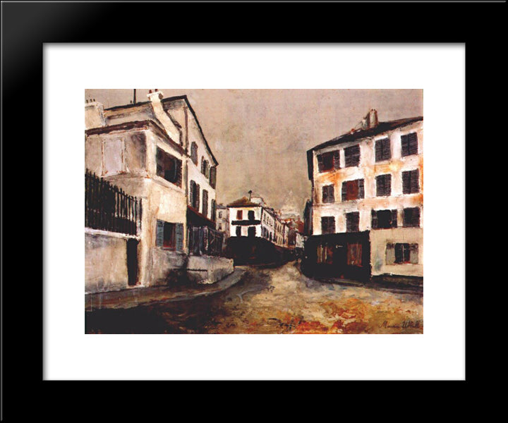 Norvins Street 20x24 Black Modern Wood Framed Art Print Poster by Utrillo, Maurice