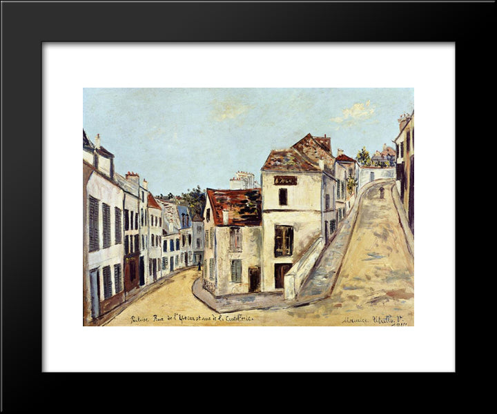 Pontoise, L'Eperon Street And Street De La Coutellerie 20x24 Black Modern Wood Framed Art Print Poster by Utrillo, Maurice