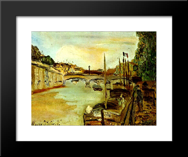 Seine 20x24 Black Modern Wood Framed Art Print Poster by Utrillo, Maurice