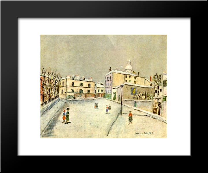 Snow Over Montmartre 20x24 Black Modern Wood Framed Art Print Poster by Utrillo, Maurice