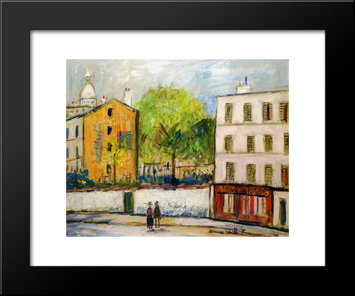 Street In Montmartre 20x24 Black Modern Wood Framed Art Print Poster by Utrillo, Maurice