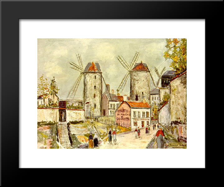 Windmills Of Montmartre 20x24 Black Modern Wood Framed Art Print Poster by Utrillo, Maurice