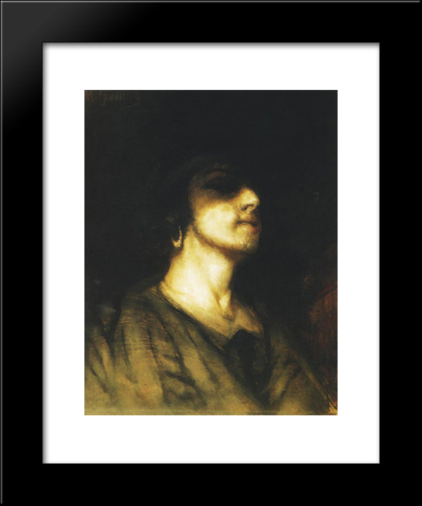 Self-Portrait 20x24 Black Modern Wood Framed Art Print Poster by Gottlieb, Maurycy