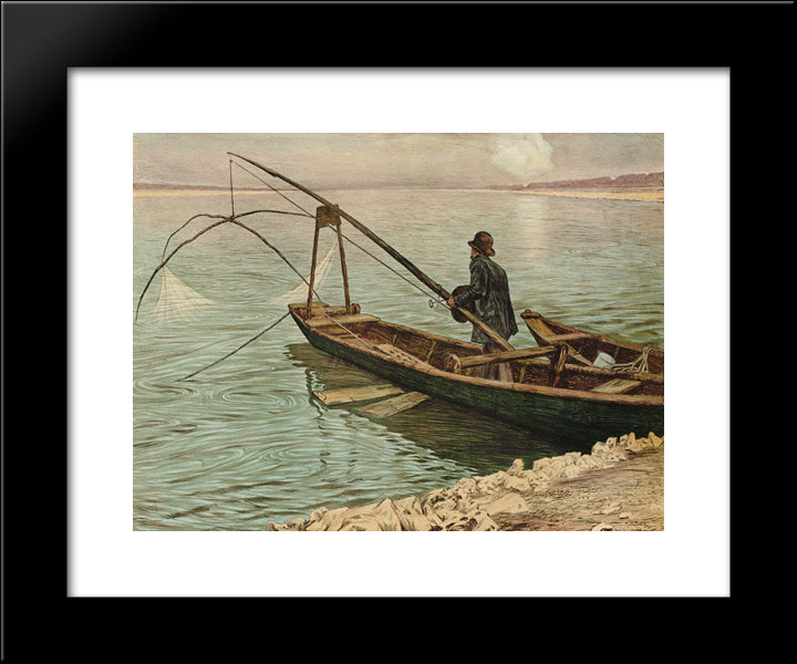 The Fisherman 20x24 Black Modern Wood Framed Art Print Poster by Kurzweil, Max