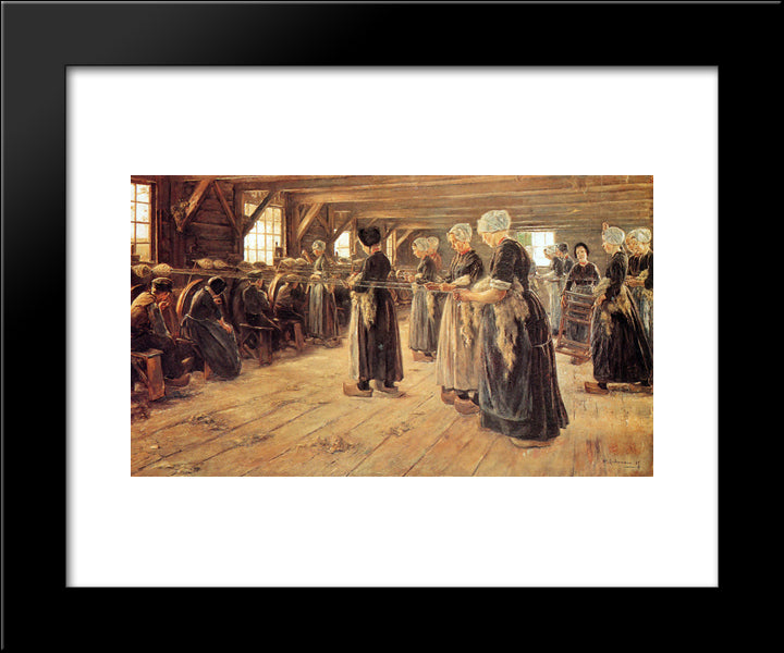 Spinning Workshop In Laren 20x24 Black Modern Wood Framed Art Print Poster by Liebermann, Max