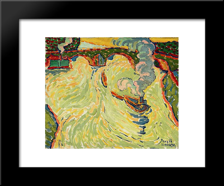 Bridge Over The Seine With Small Steamer 20x24 Black Modern Wood Framed Art Print Poster by Pechstein, Max