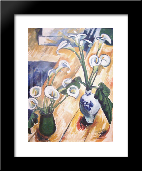 Calla Lilies 20x24 Black Modern Wood Framed Art Print Poster by Pechstein, Max