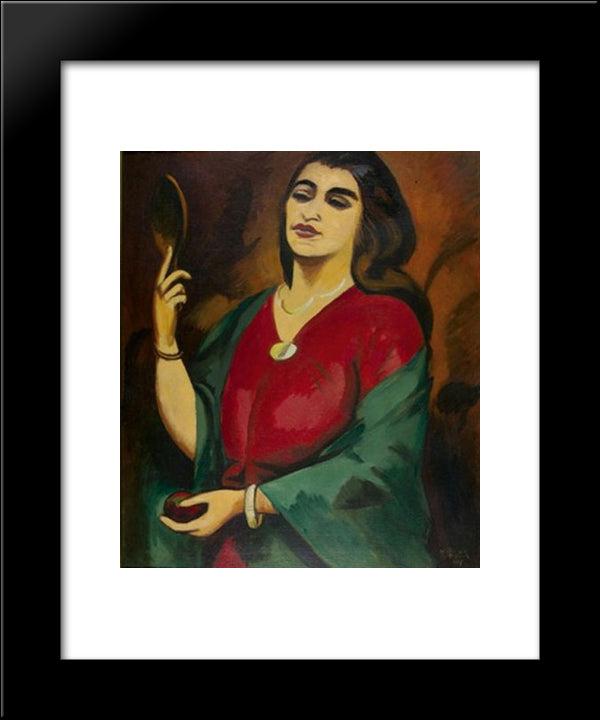 Charlotte Pechstein With Mirror 20x24 Black Modern Wood Framed Art Print Poster by Pechstein, Max