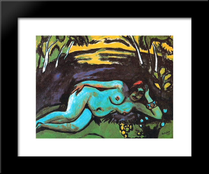 Dawn 20x24 Black Modern Wood Framed Art Print Poster by Pechstein, Max