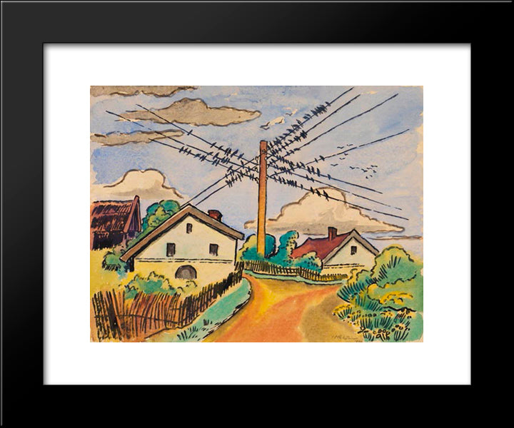 Die Schwalben Sammeln Sich (Uckeritz I. Pommern) 20x24 Black Modern Wood Framed Art Print Poster by Pechstein, Max