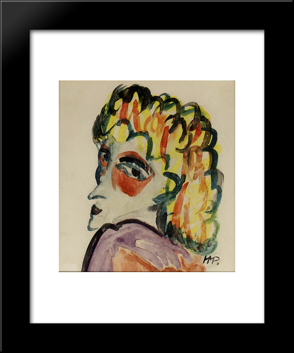 Fraukopf 20x24 Black Modern Wood Framed Art Print Poster by Pechstein, Max