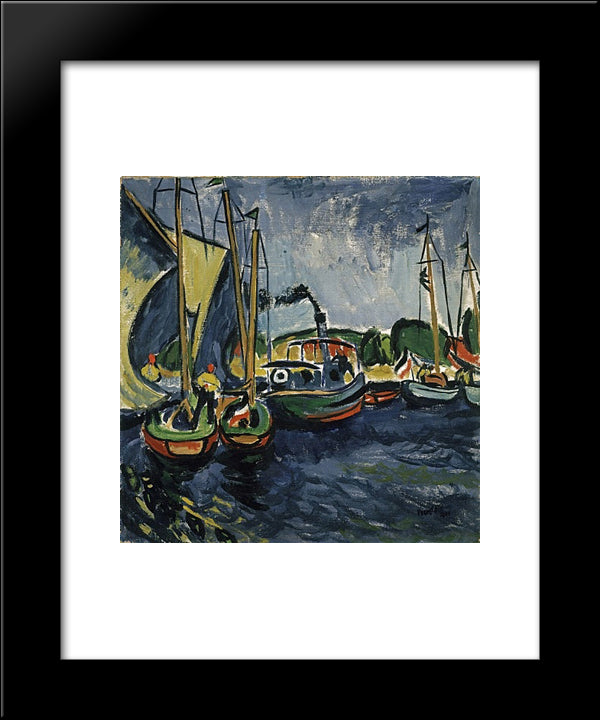 Hafen 20x24 Black Modern Wood Framed Art Print Poster by Pechstein, Max