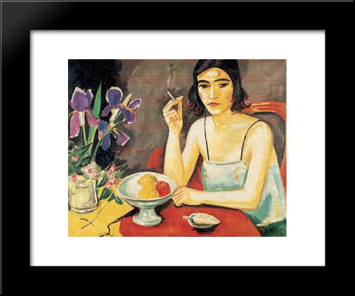 Modellpause 20x24 Black Modern Wood Framed Art Print Poster by Pechstein, Max