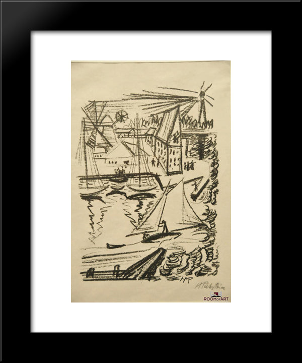 Untitled 20x24 Black Modern Wood Framed Art Print Poster by Pechstein, Max
