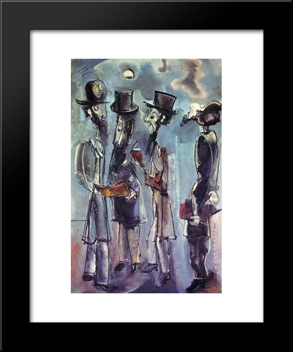 Adoration Of The Moon 20x24 Black Modern Wood Framed Art Print Poster by Weber, Max