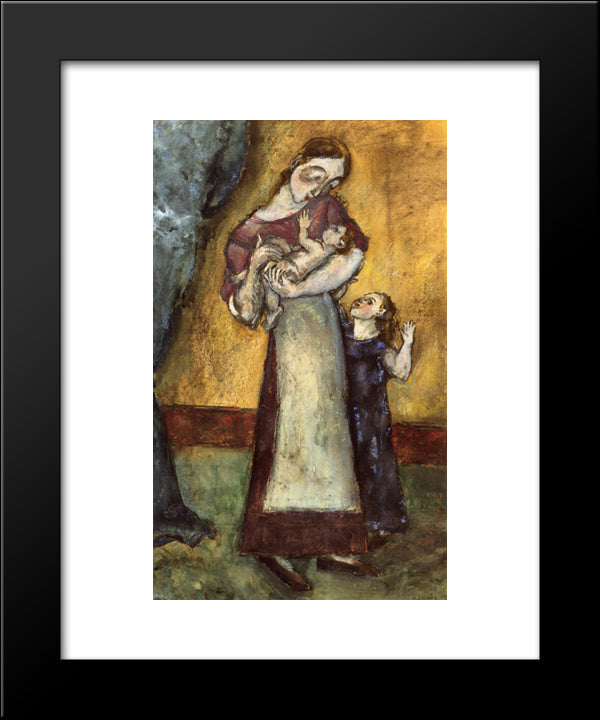 Mother And Children 20x24 Black Modern Wood Framed Art Print Poster by Weber, Max