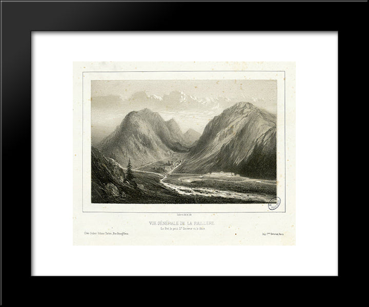 Vue Generale De La Raillere, Le Pre, Le Petit St. Sauveur Et Le Bain 20x24 Black Modern Wood Framed Art Print Poster by Lalanne, Maxime