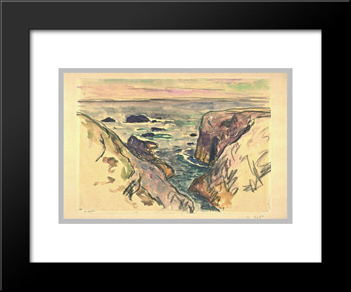 Belle-Ile-En-Mer, Evening, Cote Sauvage 20x24 Black Modern Wood Framed Art Print Poster by Maufra, Maxime