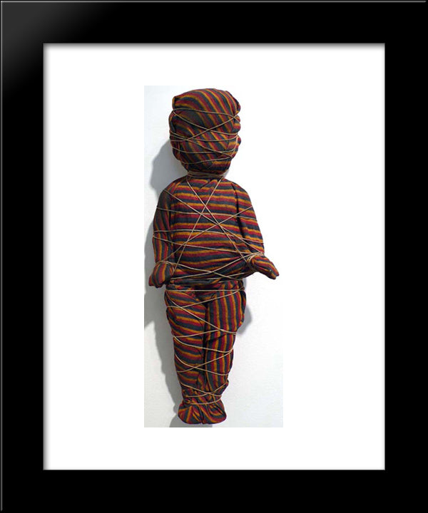 Wrapped Doll (Striped) 20x24 Black Modern Wood Framed Art Print Poster by Wilson, May