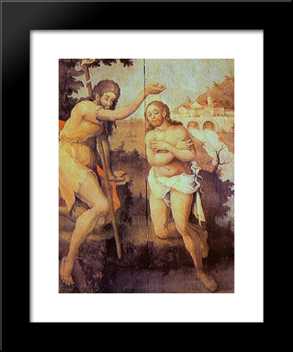 Baptism Of Christ 20x24 Black Modern Wood Framed Art Print Poster by Ataide, Mestre
