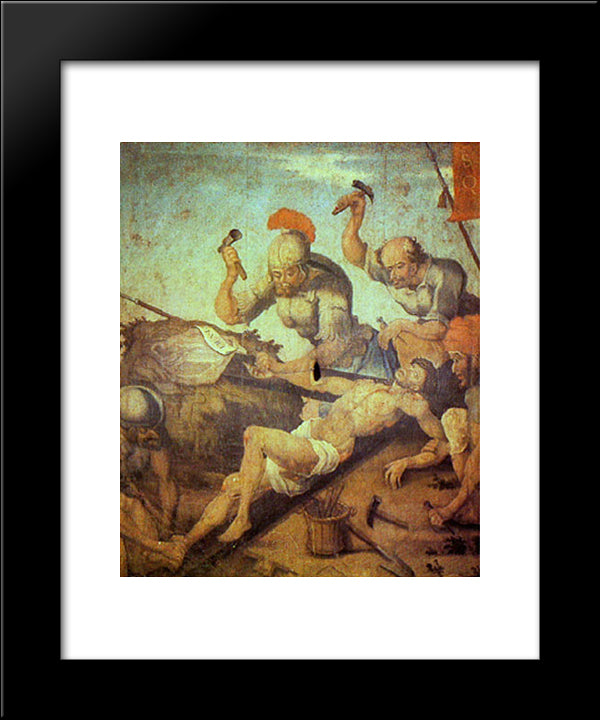 Crucifixion Of Christ 20x24 Black Modern Wood Framed Art Print Poster by Ataide, Mestre
