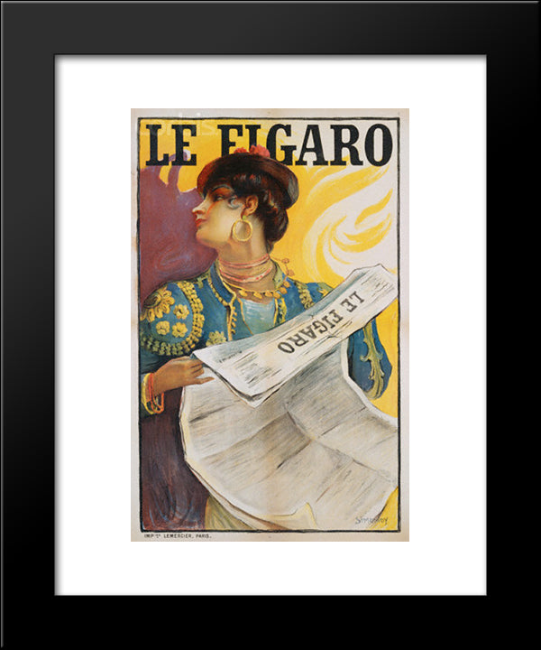 Le Figaro 20x24 Black Modern Wood Framed Art Print Poster by Simonidy, Michel