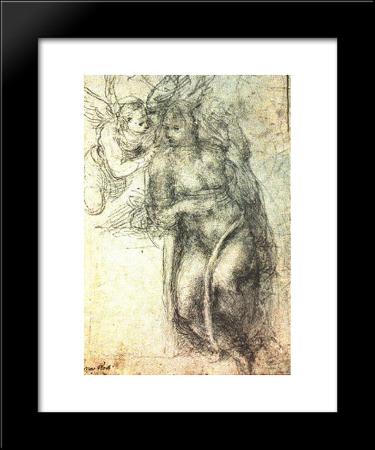 Annunciation (Study) 20x24 Black Modern Wood Framed Art Print Poster by Michelangelo