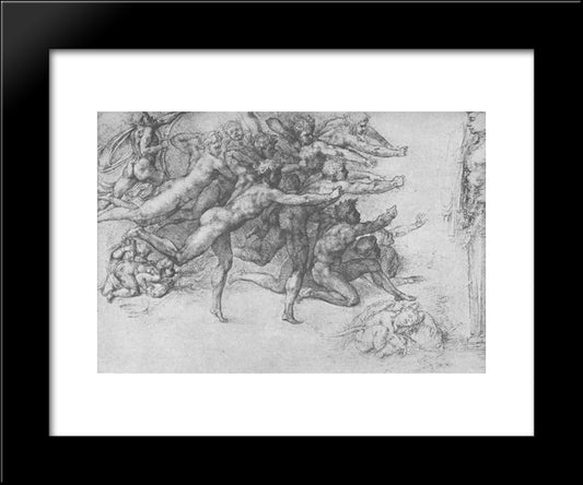 Archers Shooting At A Herm 20x24 Black Modern Wood Framed Art Print Poster by Michelangelo